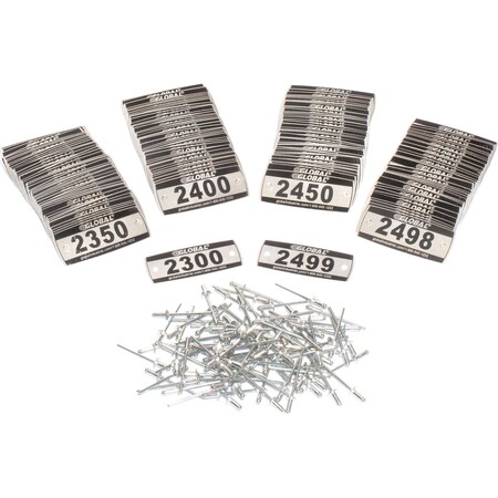 Global Industrial Locker Number Plate Kit, Numbered 2300-2499, 200PK 493411J